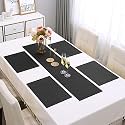 HOKIPO PVC 4 Placemats with Table Runner, Dining Table Mats, Black