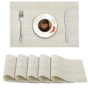 hokipo pvc placemats set of 6 dining table mats 45x30 cm black