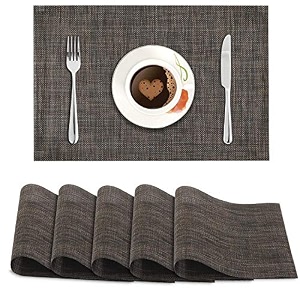 hokipo pvc placemats set of 6 table mats 45x30 cm textured brown black
