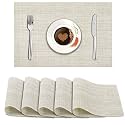 HOKIPO PVC Placemats Set of 6 Dining Table Mats, 45x30 cm, Black