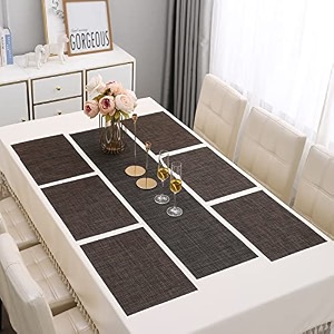 hokipo pvc 6 placemats with table runner mats textured black ar4250