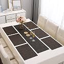 HOKIPO PVC 6 Placemats with Table Runner, Mats, Textured Black, AR4250