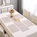 HOKIPO PVC 4 Placemats with Table Runner, Dining Table Mats, Beige