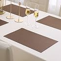 HOKIPO PVC Placemats Set of 4 Dining Table Mats, 45x30 cm, Brown
