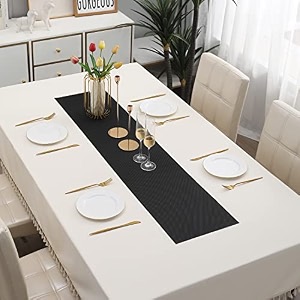 hokipo pvc table runner for dining table 30x135 cm ar4144 black