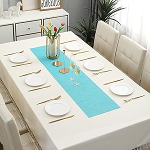 hokipo pvc table runner for dining table 30x135 cm ar4128 blue