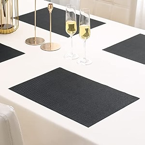 hokipo pvc placemats set of 4 dining table mats 45x30 cm black