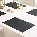 HOKIPO PVC Placemats Set of 4 Dining Table Mats, 45x30 cm, Black