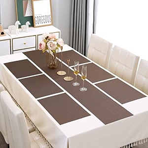 hokipo pvc 6 placemats with table runner mats textured black ar2312