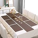 HOKIPO PVC 6 Placemats with Table Runner, Mats, Textured Black, AR2312