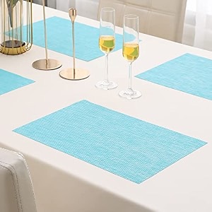 hokipo pvc placemats set of 4 dining table mats 45x30 cm blue