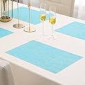 HOKIPO PVC Placemats Set of 4 Dining Table Mats, 45x30 cm, Blue