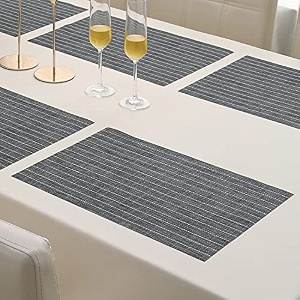 hokipo pvc placemats set of 6 dining table mats 45x30 cm grey