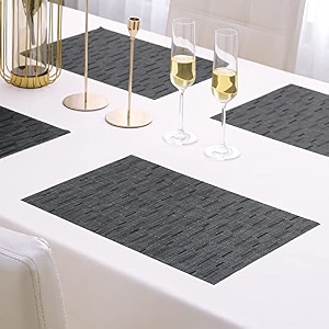hokipo pvc placemats set of 4 dining table mats 45x30 cm textured black