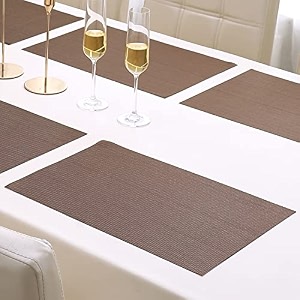 hokipo pvc placemats set of 6 dining table mats 45x30 cm brown