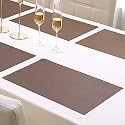 HOKIPO PVC Placemats Set of 6 Dining Table Mats, 45x30 cm, Brown
