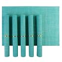 HOKIPO PVC Placemats Set of 6 Dining Table Mats, 45x30 cm, Blue