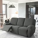 HOKIPO Recliner Stretch Sofa Slipcover 3 Seater Fully Covered 8-Piece Set Machine Washable Furniture Protector with Elasticity for Kids Pet, Grey (NEW-4742-GRY)