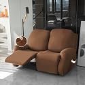 HOKIPO SereneSolids 140 GSM Stretchable Recliner Cover for 2 Seater, Brown