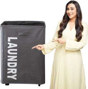 hokipo rolling laundry clothes basket with wheels ar-4858-gry laundry trolley