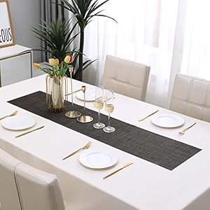 hokipo polyester table runner for dining table 30x135 cm brown