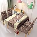 HOKIPO Polyester Stretchable Set of 4 Dining Chair Cover with Matching Rectangular Tablecloth, Tribal Maroon (AR-5359-D11)