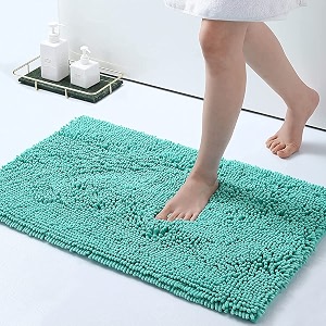 hokipo chenille microfiber rectangular bathroom mats for home 45x60 cm turquoise ar3797