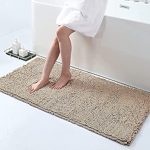 hokipo chenille microfiber rectangular bathroom mats for home 45x60 cm turquoise ar3797