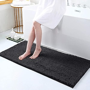 hokipo chenille microfiber rectangular bathroom mats for home 45x60 cm turquoise ar3797