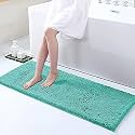 HOKIPO Chenille Microfiber Rectangular Bathroom Mats For Home, 45X60 Cm, Turquoise (Ar3797)