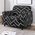 HOKIPO Sofa Cover 1 Seater Fully Covered, Stone Grey Lines