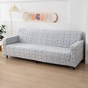 hokipo stretchable elastic cover for sofa 4 seater ar-4102-s13 grey