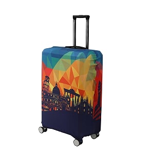 hokipo suitcase covers for trolley suitcase 180gsm durable and washable medium 23-24inch multicolor history hopper ar-5184-d3