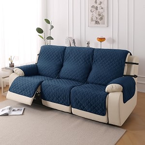 hokipo urbanquilt quilted recliner cover mat for 3 seater navy blue