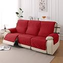 HOKIPO UrbanQuilt Quilted Recliner Cover Mat for 3 Seater, Scarlet Red