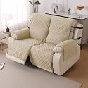 HOKIPO UrbanQuilt Quilted Recliner Cover Mat for 2 Seater, Beige
