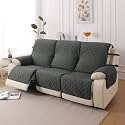 HOKIPO UrbanQuilt Quilted Recliner Cover Mat for 3 Seater, Anchor Grey