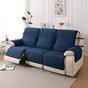 HOKIPO UrbanQuilt Quilted Recliner Cover Mat for 3 Seater, Navy Blue