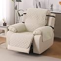 HOKIPO UrbanQuilt Quilted Recliner Cover Mat for 1 Seater, Cream