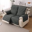 HOKIPO UrbanQuilt Quilted Recliner Cover Mat for 2 Seater, Anchor Grey