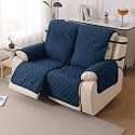 HOKIPO UrbanQuilt Quilted Recliner Cover Mat for 2 Seater, Navy Blue