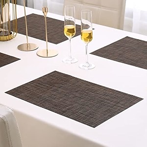 hokipo pvc placemats set of 4 dining table mats 45x30 cm brown black