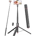 HOLD UP 68" Auto-Open Phone Tripod Stand with Magnetic Remote, All-in-1 Extendable Selfie Stick Travel Tripods for Cell Phone 360° Rotate Stable iPhone Selfie Stick for Video Recording