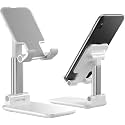 Hold Up Adjustable Cell Phone Stand, Foldable Portable Phone Stand Phone Holder for Desk, Desktop Tablet Stand Compatible with Mobile Phone/iPad/Tablet/Kindl (White)