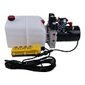 HOLDWELL 6 Quart 12V 2.0 GPM Double Power-Up & Down Acting Hydraulic Pump