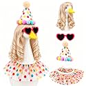 Holiday Birthday Party Porch Goose Outfits with Blonde Wig, 4-Piece