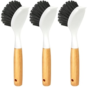 holikme 3 pack dish brush with bamboo handle cleaning brushblack