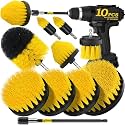 Holikme 9-Piece Drill Brush Attachments Set, Power Scrubber With Extend Long Attachment, Shower Scrubber, Cleaning Supplies for Bathtub, Bathroom, Kitchen, Yellow