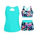 Holipick Women Plus Size Swimsuits - Athletic 3 Piece Tankini with Shorts