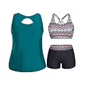 Holipick Women Plus Size Swimsuits - Athletic 3 Piece Tankini with Shorts